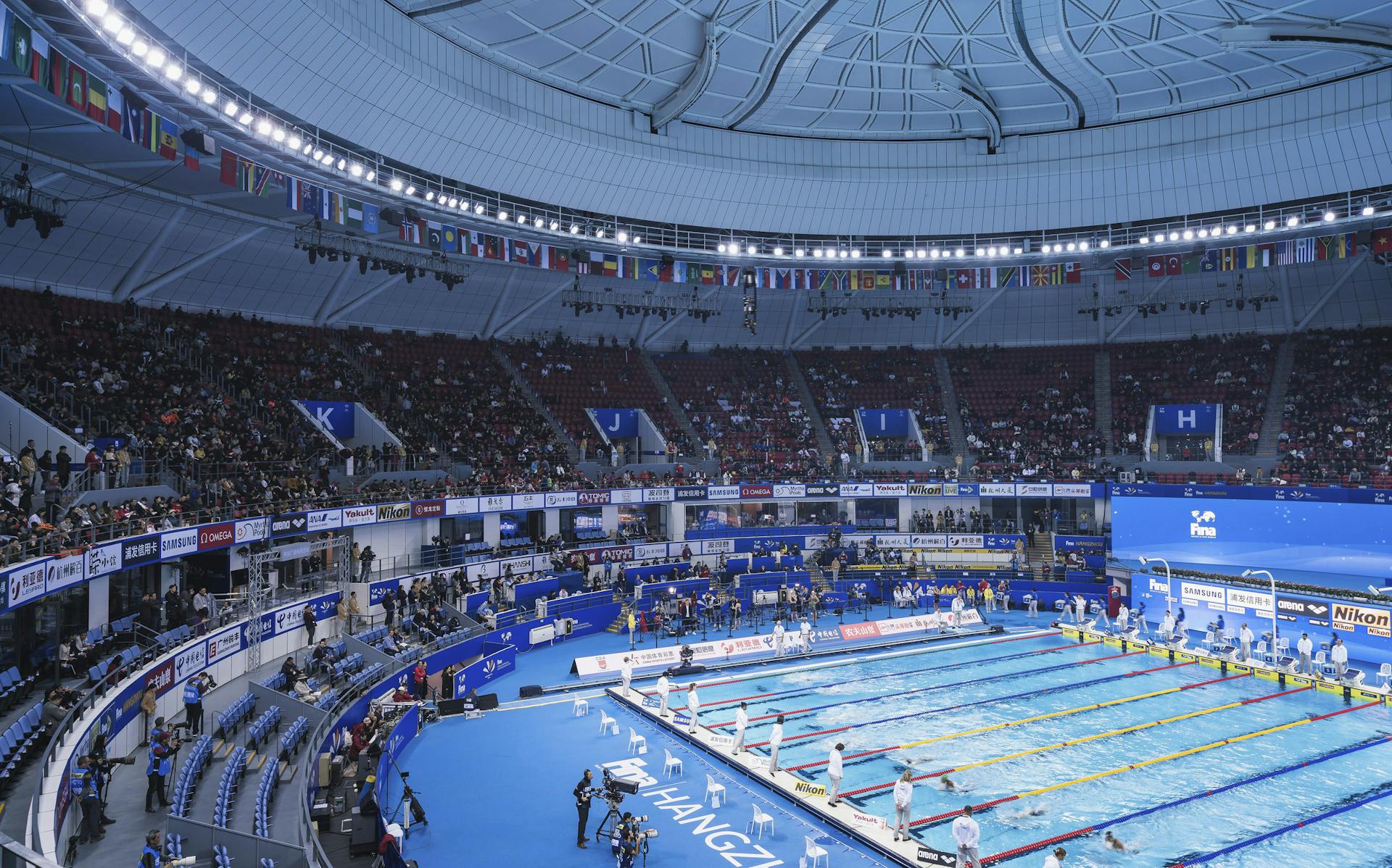FINA World Swimming Championships, swimming pool, tennis arena, interior, competition, stadium