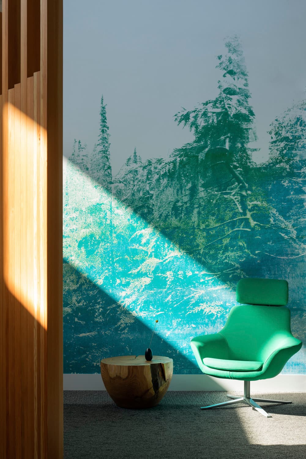 Federal Way, KPWA, Kaiser Permanente, NBBJ, clinic, healthcare, interior, seating, waiting, wall graphic, wood screen